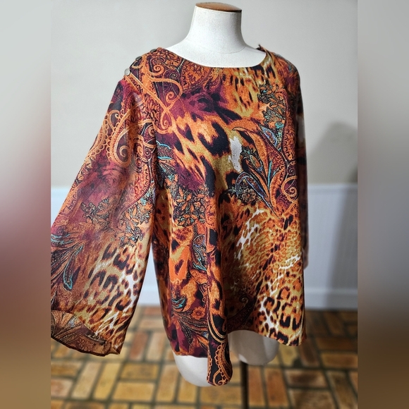 Cato Boho Blouse, Bell A leeve, 70s, Size 14/16 XL - Picture 1 of 4